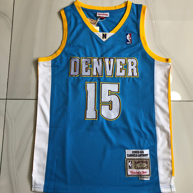 NBA Denver Nuggets #15 Carmelo Anthony Men's M&N Classic Blue Embroidery Jersey