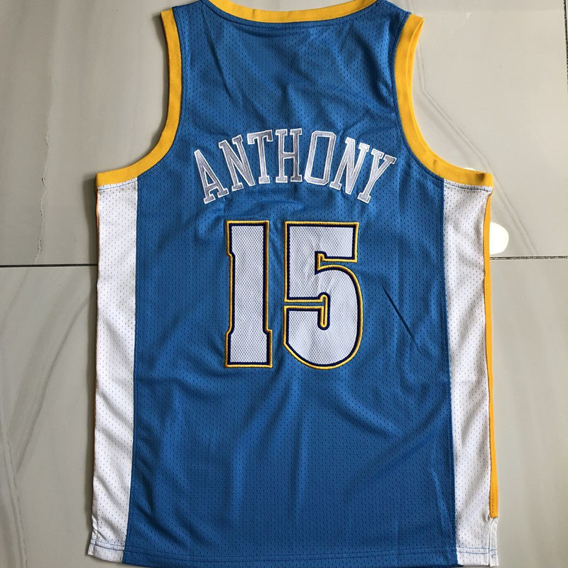 NBA Denver Nuggets #15 Carmelo Anthony Men's M&N Classic Blue Embroidery Jersey