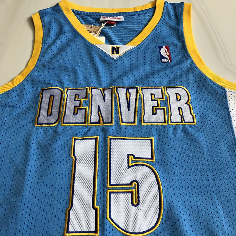 NBA Denver Nuggets #15 Carmelo Anthony Men's M&N Classic Blue Embroidery Jersey