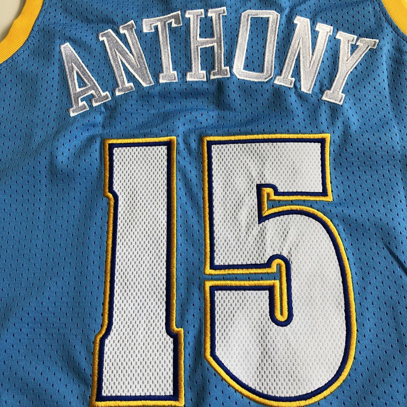 NBA Denver Nuggets #15 Carmelo Anthony Men's M&N Classic Blue Embroidery Jersey