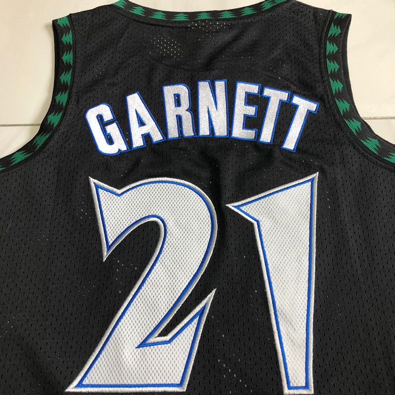 NBA Minnesota Timberwolves #21 Kevin Garnett Men's M&N 1997-98 Classic Embroidery Black Jersey
