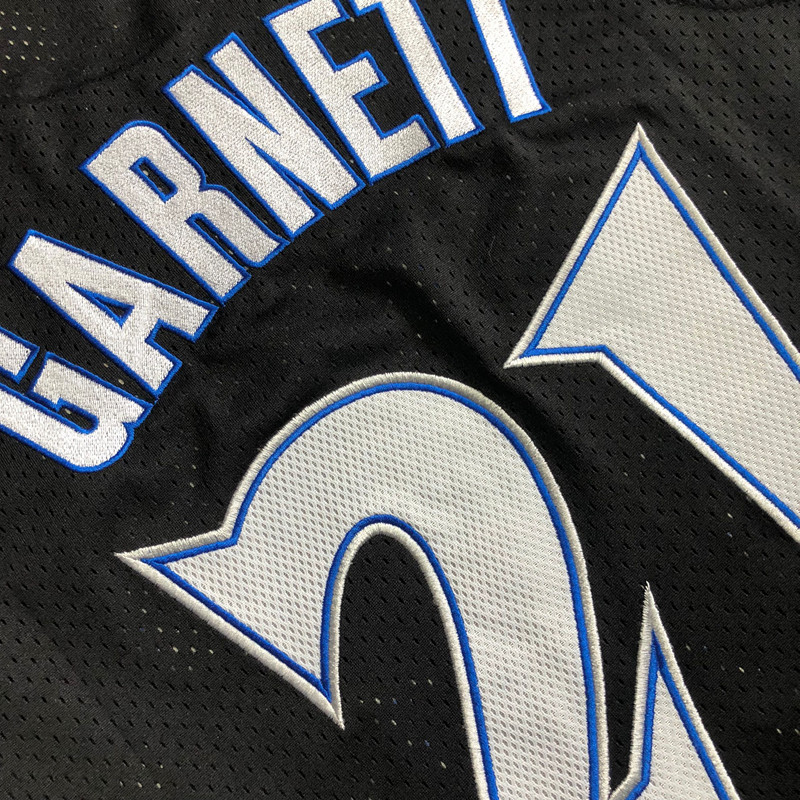 NBA Minnesota Timberwolves #21 Kevin Garnett Men's M&N 1997-98 Classic Embroidery Black Jersey