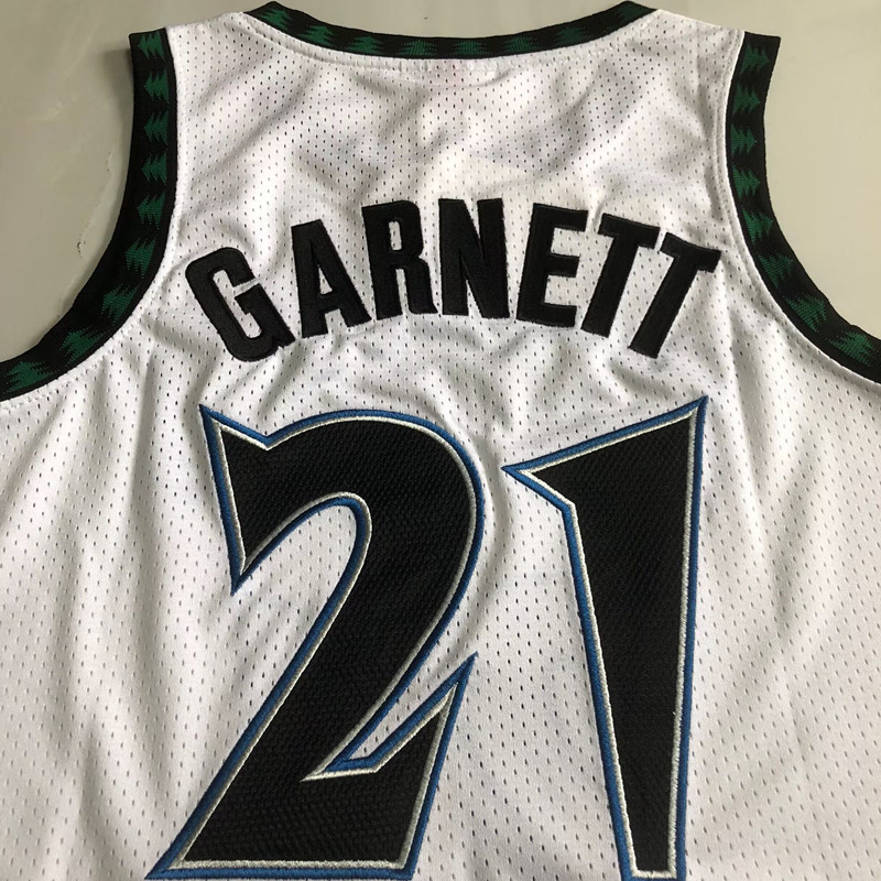 NBA Minnesota Timberwolves #21 Kevin Garnett Men's M&N 1997-98 Classic Embroidery White Jersey