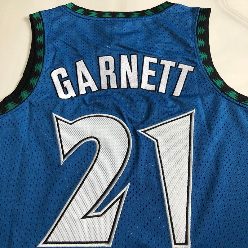 NBA Minnesota Timberwolves #21 Kevin Garnett Men's M&N 2003-04 Classic Embroidery Blue Jersey
