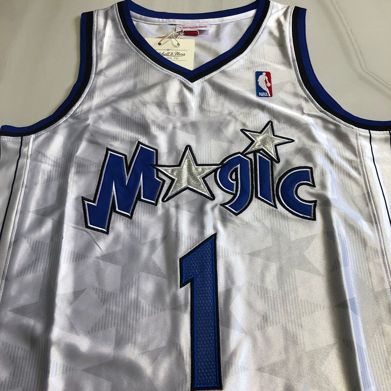 NBA Orlando Magic #1 Anfernee Hardaway Men's M&N Silk Material Embroidery White Jersey