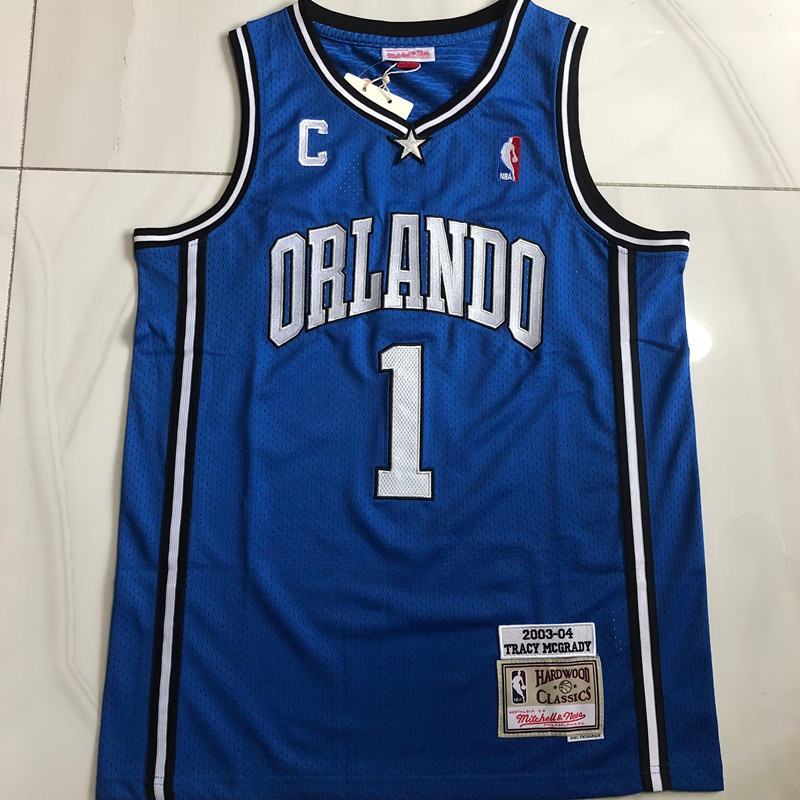 NBA Orlando Magic #1 Tracy McGrady Men's M&N 2003-04 Away Embroidery Jersey