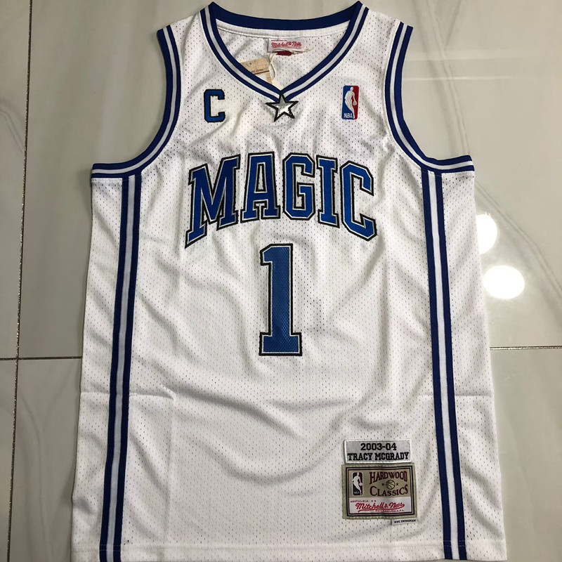 NBA Orlando Magic #1 Tracy McGrady Men's M&N 2003-04 Home Embroidery Jersey