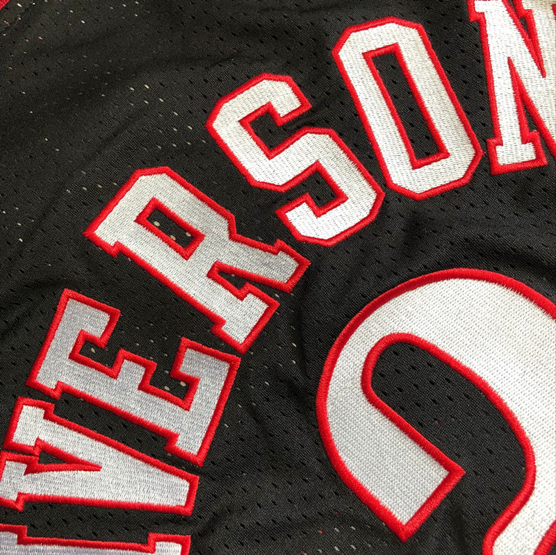 NBA Philadelphia 76ers #3 Allen Iverson Men's M&N Classic Black Embroidery Jersey