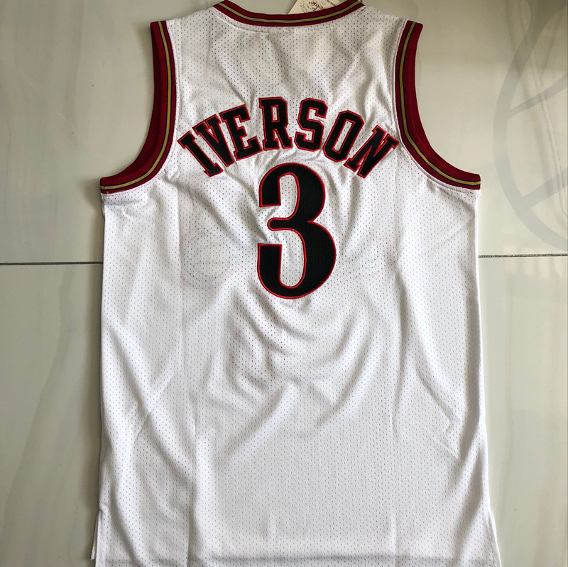 NBA Philadelphia 76ers #3 Allen Iverson Men's M&N Classic White Embroidery Jersey