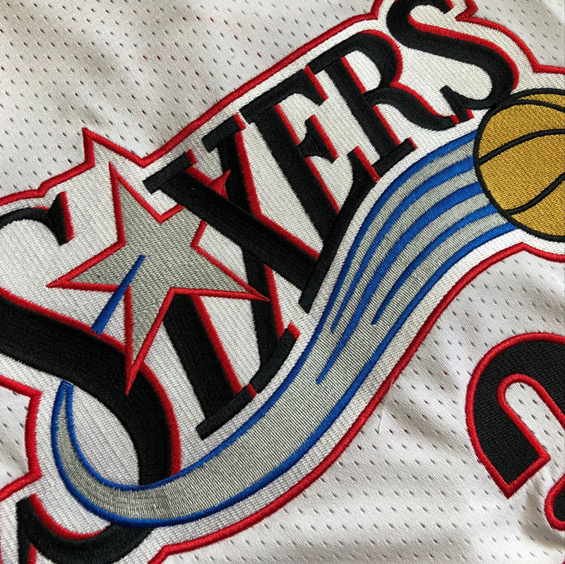 NBA Philadelphia 76ers #3 Allen Iverson Men's M&N Classic White Embroidery Jersey