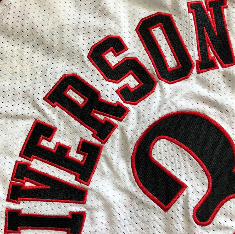 NBA Philadelphia 76ers #3 Allen Iverson Men's M&N Classic White Embroidery Jersey