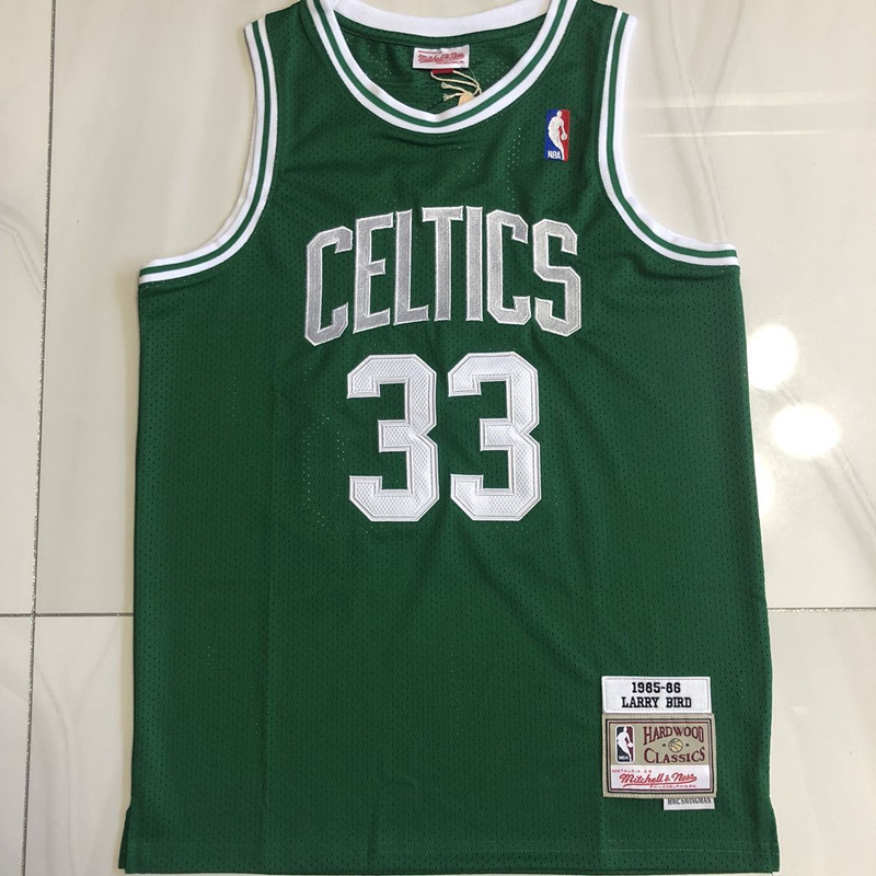 NBA Boston Celtics #33 Larry Bird Men's M&N 1985-86 Home Embroidery Jersey
