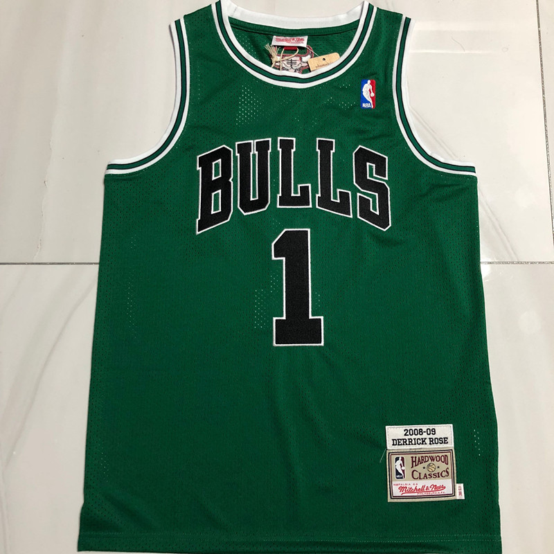 NBA Chicago Bulls #1 Derrick Rose Men's M&N 2008-09 St. Patrick's Day Embroidery Jersey