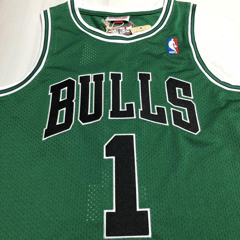 NBA Chicago Bulls #1 Derrick Rose Men's M&N 2008-09 St. Patrick's Day Embroidery Jersey