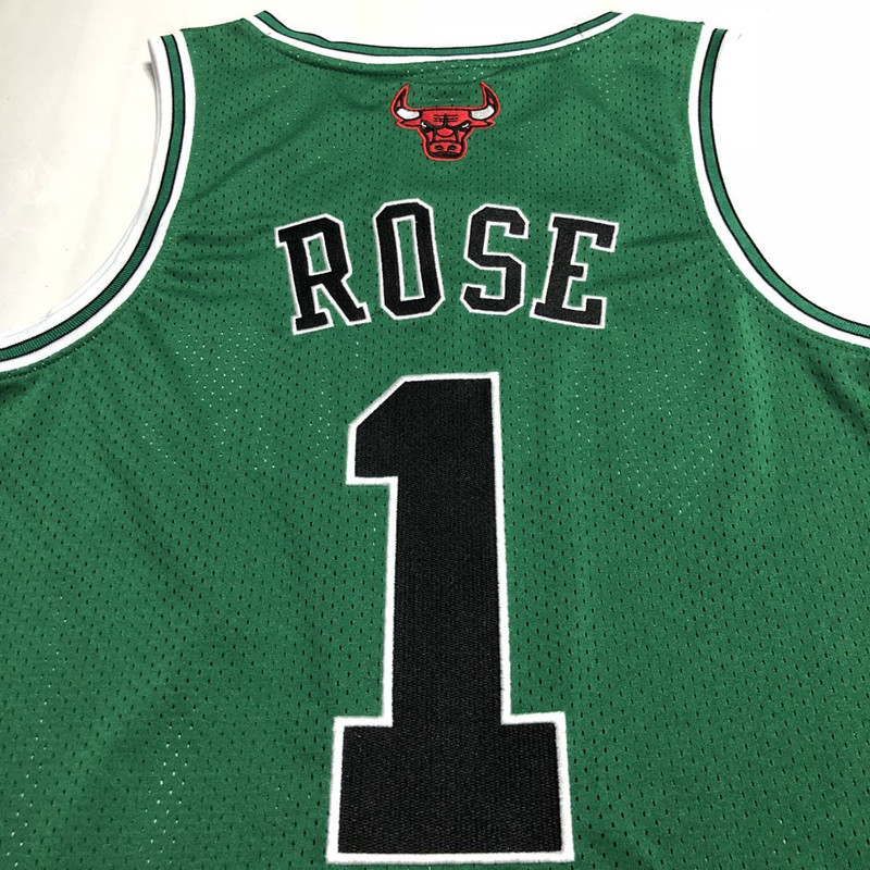 NBA Chicago Bulls #1 Derrick Rose Men's M&N 2008-09 St. Patrick's Day Embroidery Jersey