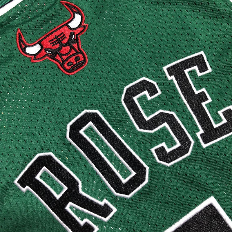 NBA Chicago Bulls #1 Derrick Rose Men's M&N 2008-09 St. Patrick's Day Embroidery Jersey
