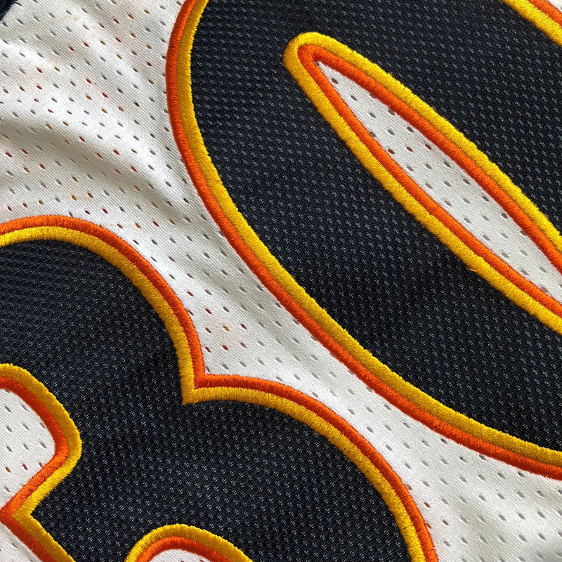 NBA Golden State Warriors #30 Stephen Curry Men's M&N Retro White Embroidery Jersey