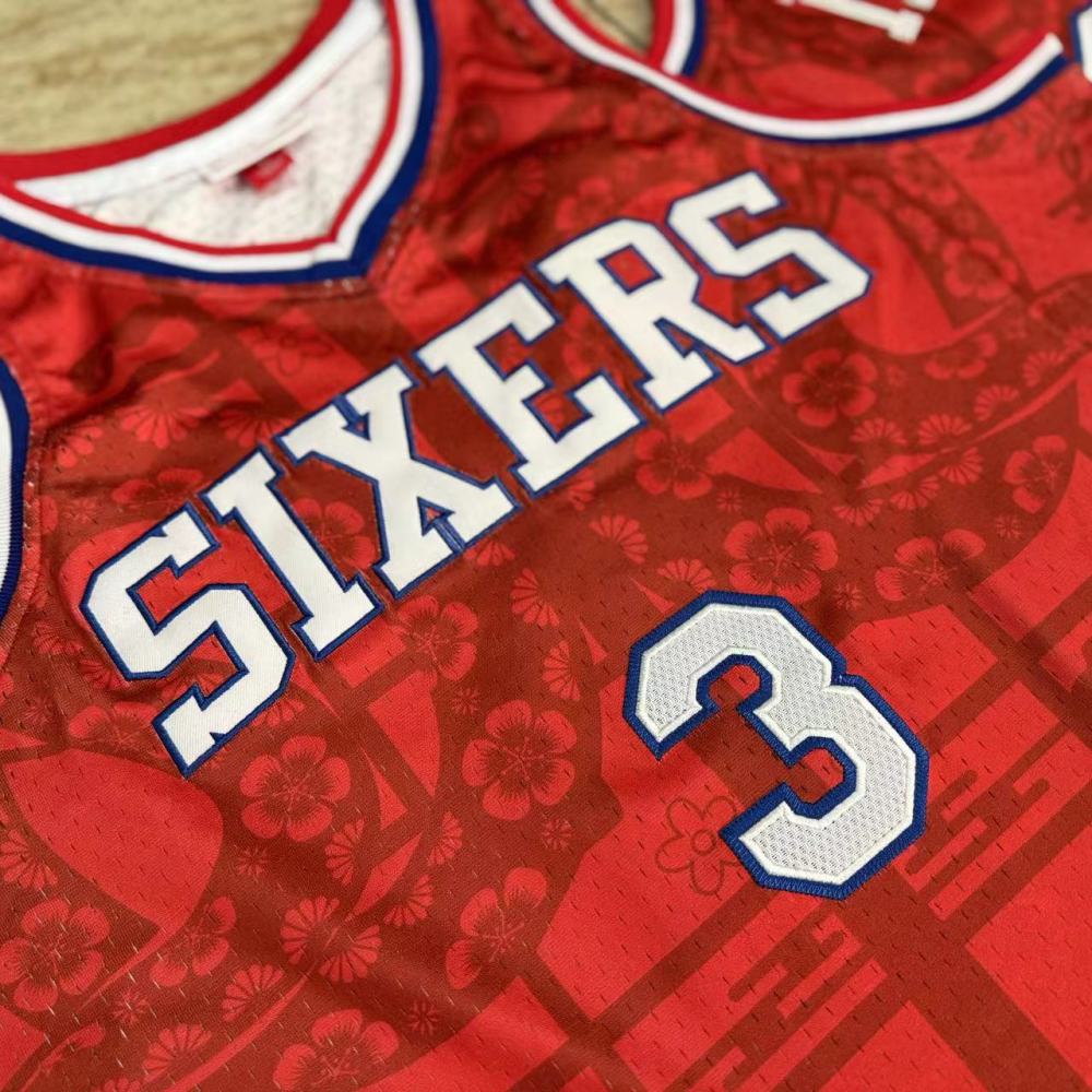 [ New ] 2025 NBA Philadelphia 76ers #3 Allen Iverson Men's M&N Asian Heritage Year of the Snake Embroidery Jersey