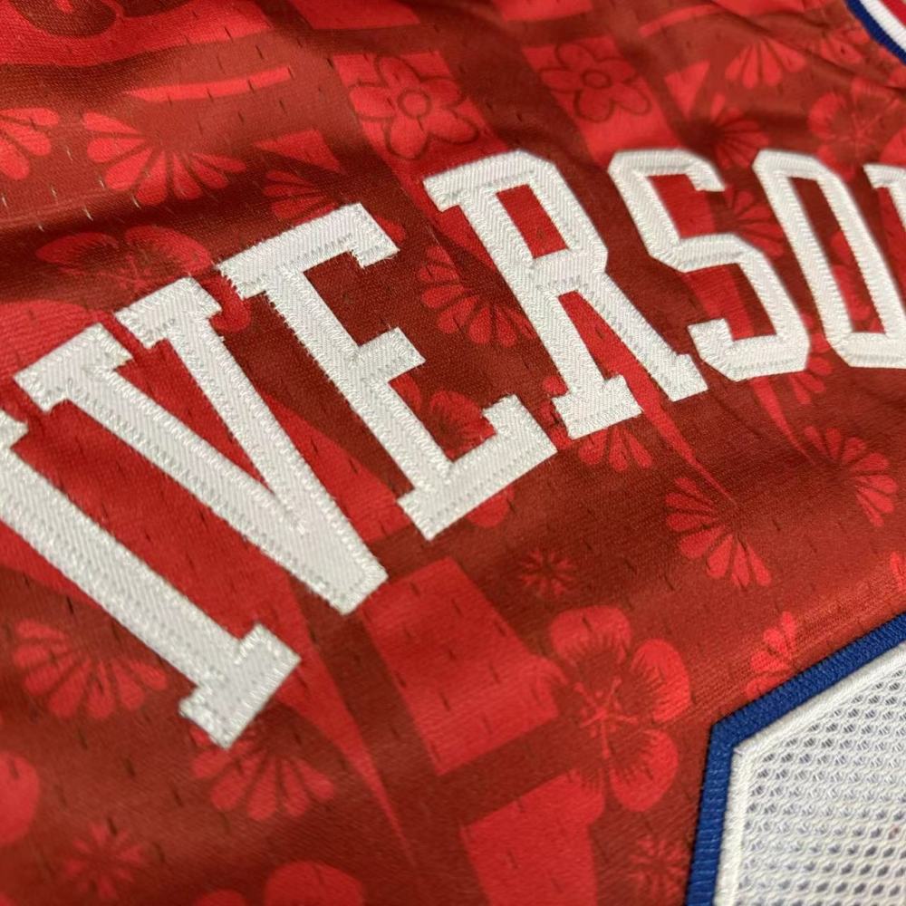 [ New ] 2025 NBA Philadelphia 76ers #3 Allen Iverson Men's M&N Asian Heritage Year of the Snake Embroidery Jersey