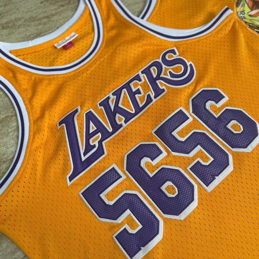 [ New ] 2025 One Piece x NBA Los Angeles Lakers #5656 Luffy Men's M&N Embroidery Jersey