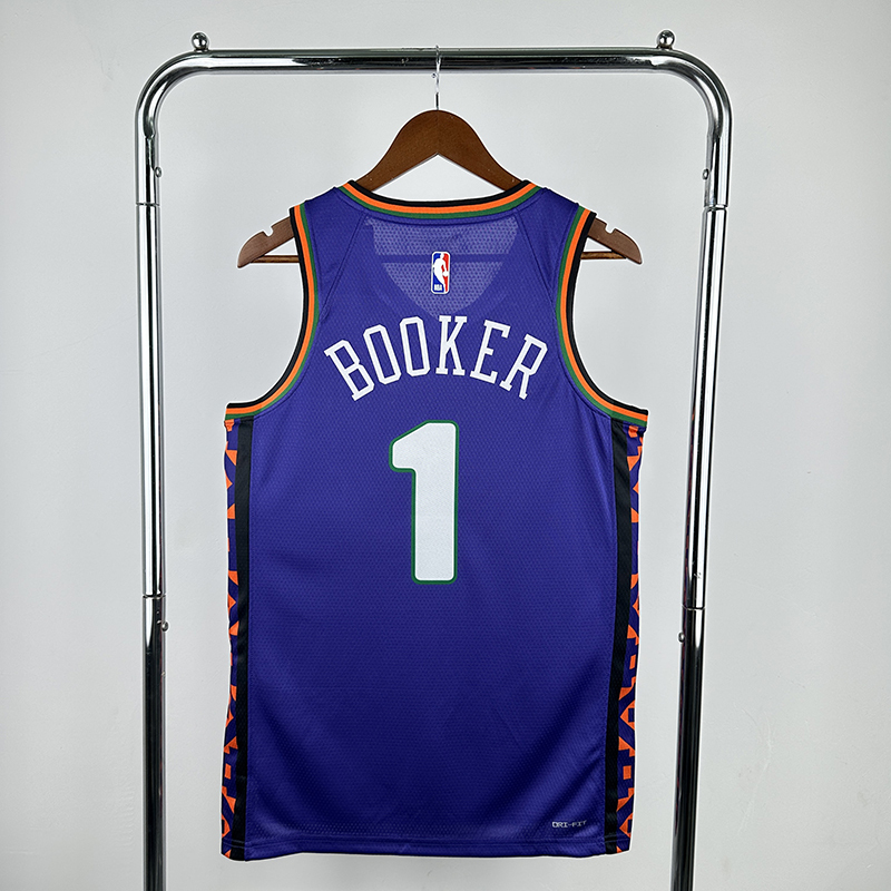 Men's NBA Heat Pressed Jersey Phoenix Suns #1 Devin Booker 2024/25 - City Edition