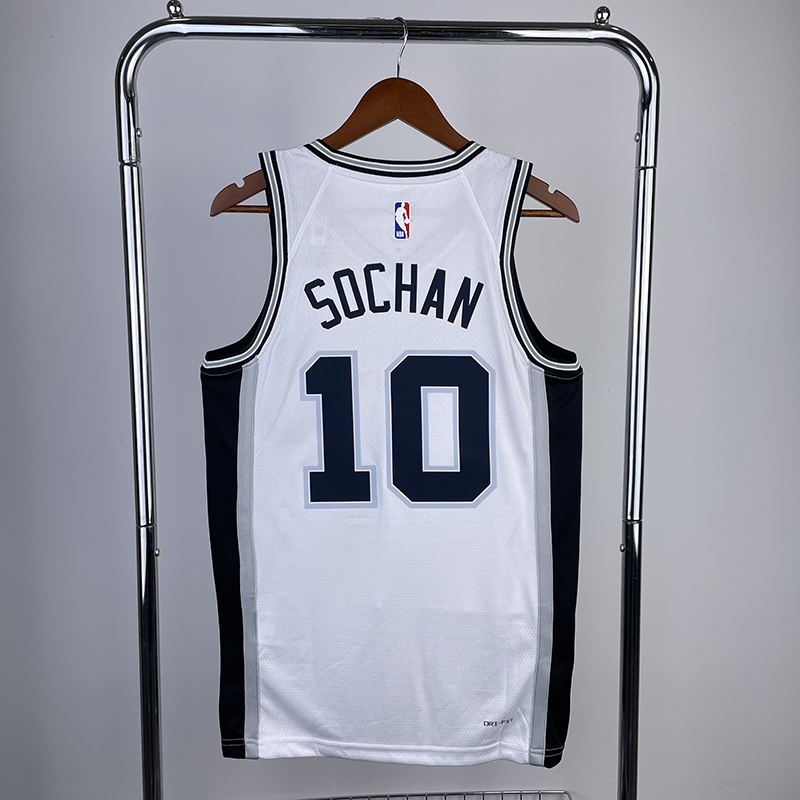 Men's NBA Heat Pressed Jersey San Antonio Spurs #10 Jeremy Sochan 2022/23 - Association Edition