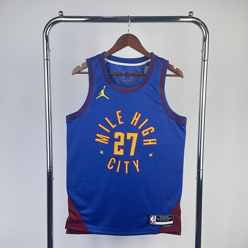 Men's NBA Heat Pressed Jersey Denver Nuggets #27 Jamal Murray 2022/23 - Statement Edition
