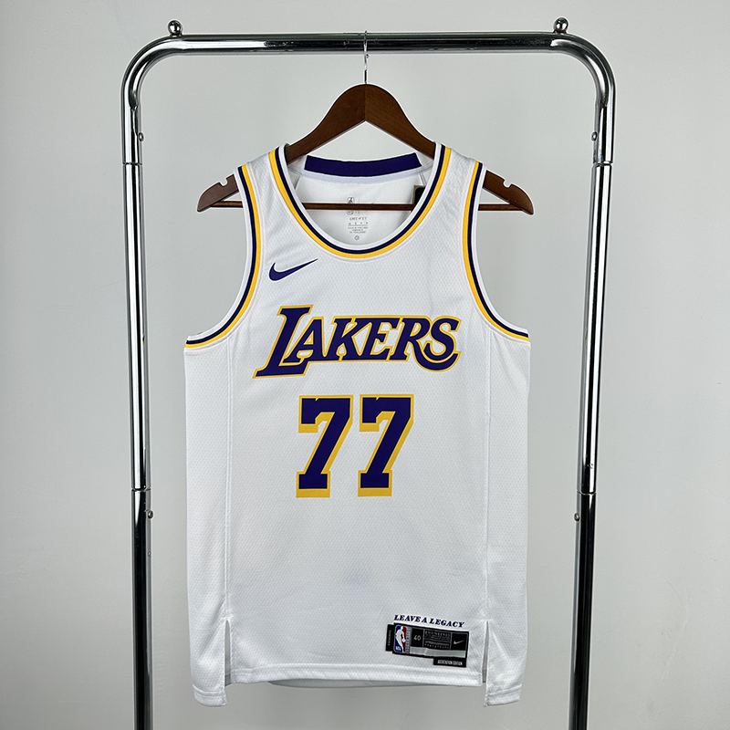 Men's NBA Heat Pressed Jersey Los Angeles Lakers #77 Luka Dončić 2022/23 - Association Edition
