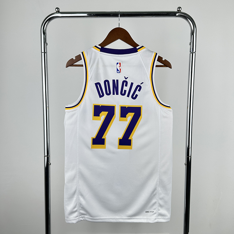 Men's NBA Heat Pressed Jersey Los Angeles Lakers #77 Luka Dončić 2022/23 - Association Edition