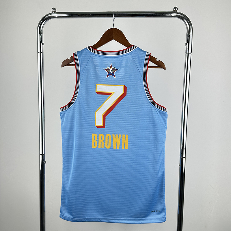 Men's 2025 NBA Heat Pressed Jersey 74th Annual All-Star #7 Jaylen Brown - Blue