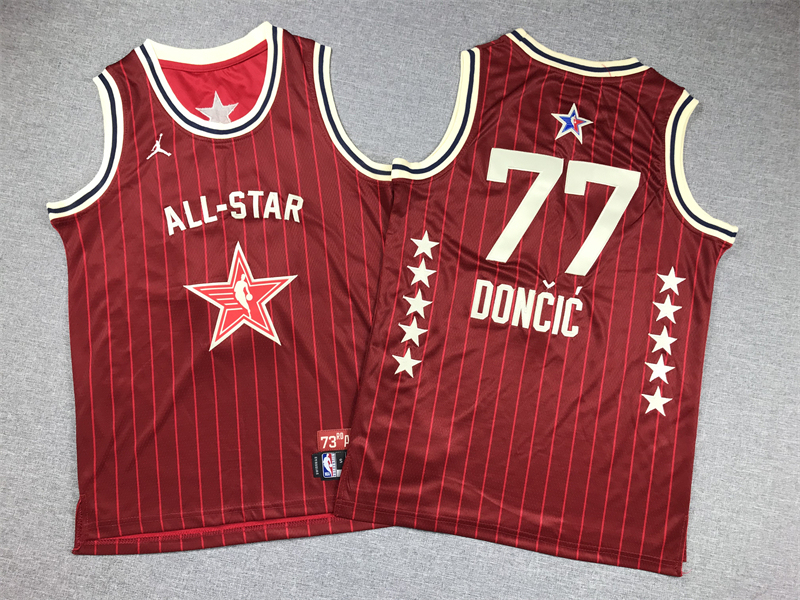 Youth NBA 2024 All-Star #77 Luka Dončić Jordan Embroideried Red Jersey