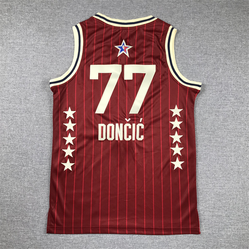 Youth NBA 2024 All-Star #77 Luka Dončić Jordan Embroideried Red Jersey