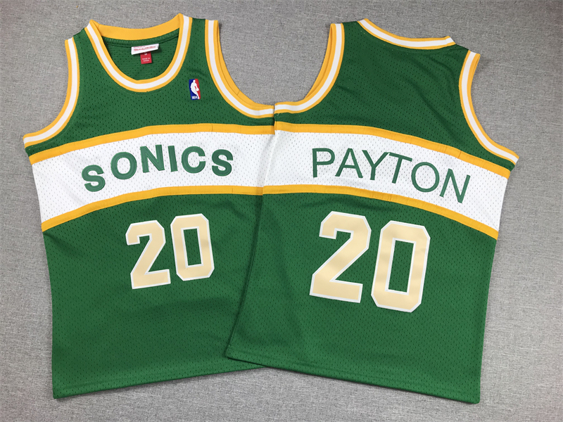 Youth NBA Seattle SuperSonics #20 Gary Payton 1994-95 Hardwood Classics Embroideried Green Jersey