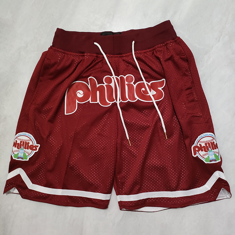 Men's Just ★ Don MLB Philadelphia Phillies Burgundy Stitched Pocket Shorts