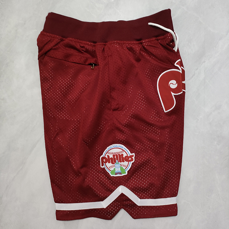 Men's Just ★ Don MLB Philadelphia Phillies Burgundy Stitched Pocket Shorts