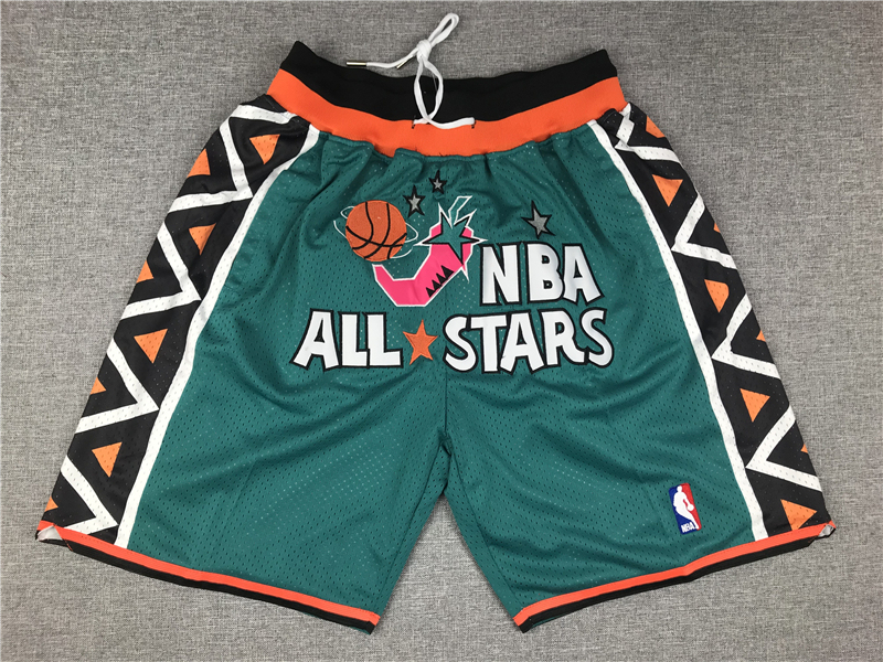 Men's Just ★ Don NBA 1996 All-Star Game Green Stitched Pocket Shorts