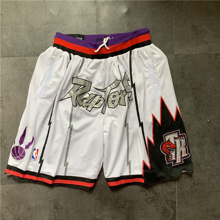 Men's Just ★ Don NBA 1998-99 Toronto Raptors Classic White Stitched Shorts