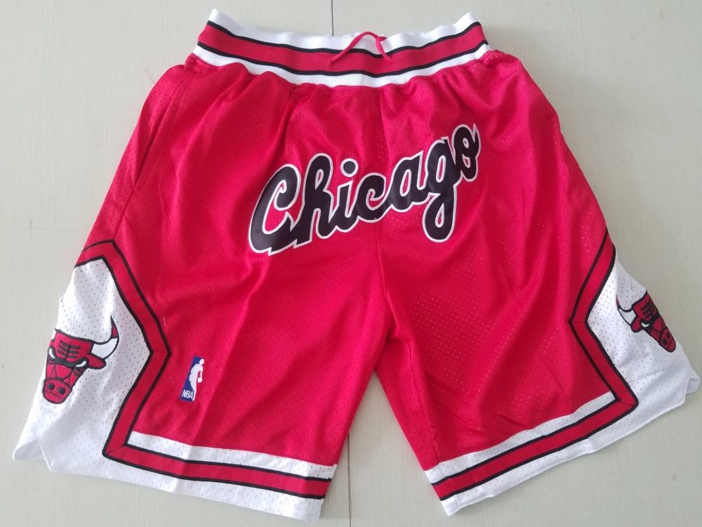 Men's Just ★ Don NBA Chicago Bulls Retro Red Swingman Stitched Shorts