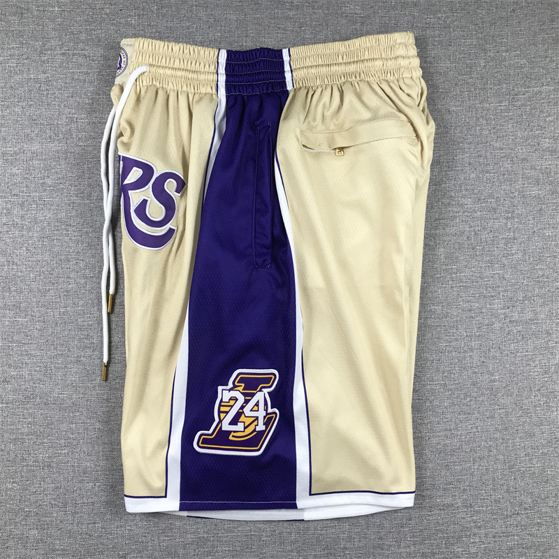 Men's Los Angeles Lakers #24 Kobe Bryant Hall Of Fame Lakers Gold Stitched Swingman Shorts