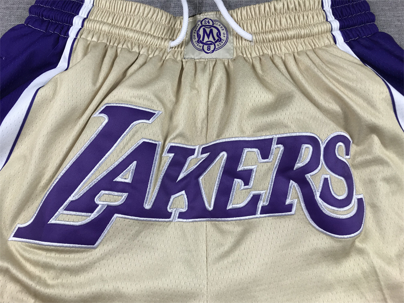 Men's Los Angeles Lakers #24 Kobe Bryant Hall Of Fame Lakers Gold Stitched Swingman Shorts