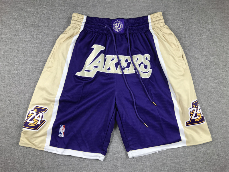 Men's Los Angeles Lakers #24 Kobe Bryant Hall Of Fame Lakers Purple Stitched Swingman Shorts