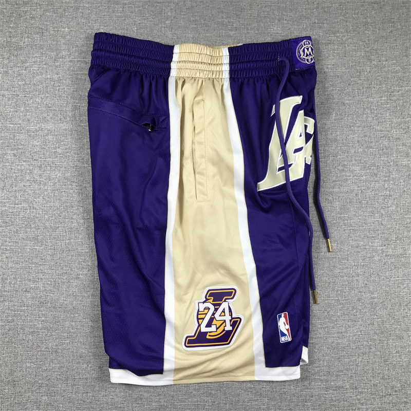 Men's Los Angeles Lakers #24 Kobe Bryant Hall Of Fame Lakers Purple Stitched Swingman Shorts