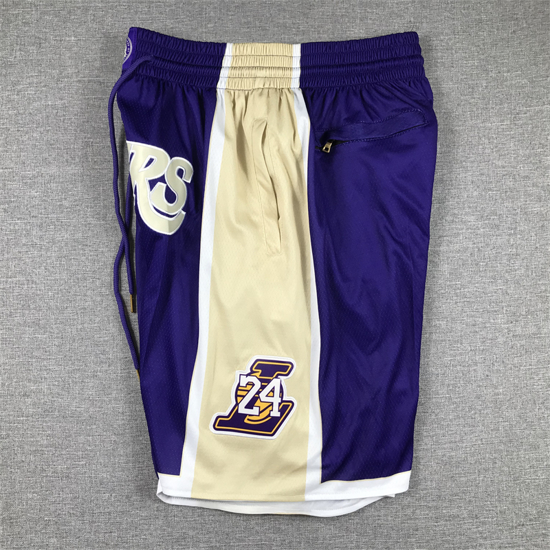 Men's Los Angeles Lakers #24 Kobe Bryant Hall Of Fame Lakers Purple Stitched Swingman Shorts