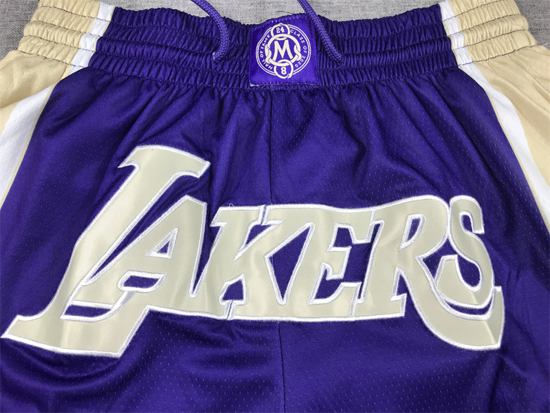 Men's Los Angeles Lakers #24 Kobe Bryant Hall Of Fame Lakers Purple Stitched Swingman Shorts