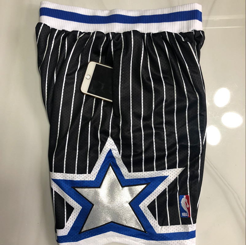 Men's NBA Orlando Magic Mitchell & Ness Throwback Black Embroidery Shorts