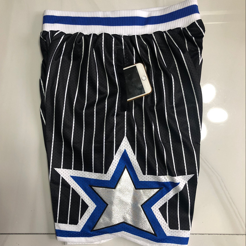 Men's NBA Orlando Magic Mitchell & Ness Throwback Black Embroidery Shorts