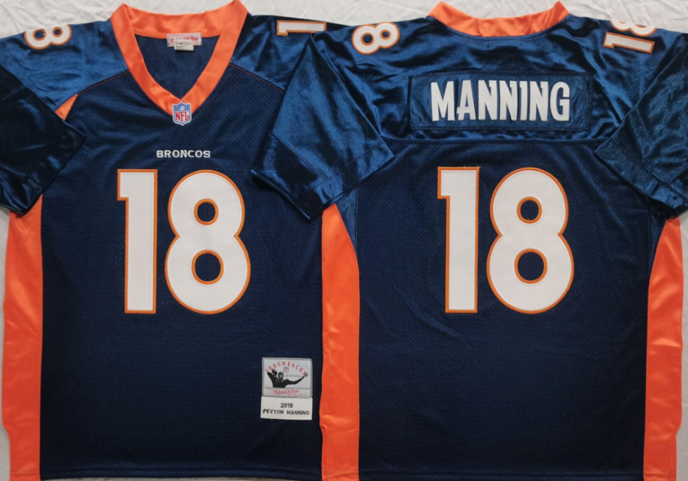 Men's NFL Denver Broncos #18 Peyton Manning Mitchell & Ness Navy Legacy Replica Jersey