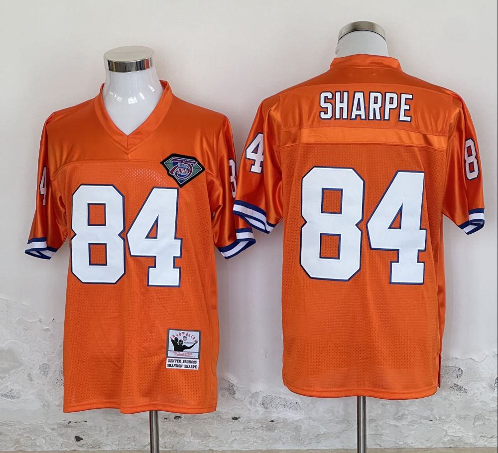 Men's NFL Denver Broncos #84 Shannon Sharpe Mitchell & Ness Orange Throwback Legacy Replica Jersey