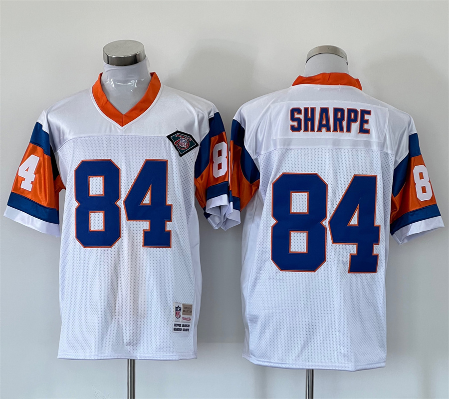 Men's NFL Denver Broncos #84 Shannon Sharpe Mitchell & Ness White Legacy Replica Jersey