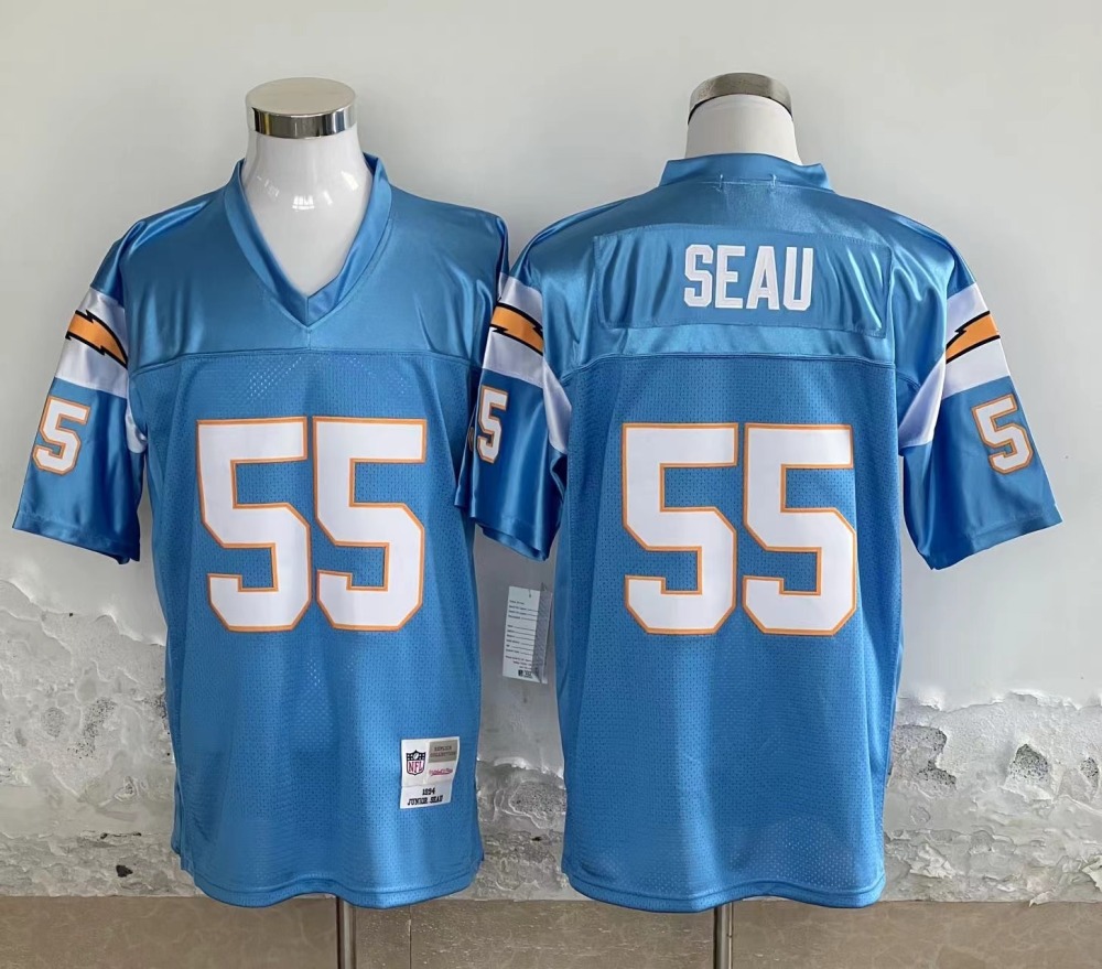 Men's NFL Los Angeles Chargers #55 Junior Seau Mitchell & Ness Blue Legacy Replica Jersey